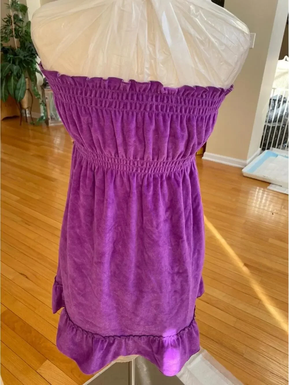 Op Purple Strapless Smocked Dress Large 11-13